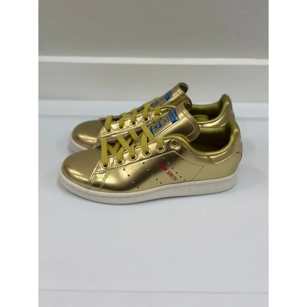 Adidas Originals Stan Smith Kids Size 3.5 Gold Metallic Athletic Shoes Sneakers